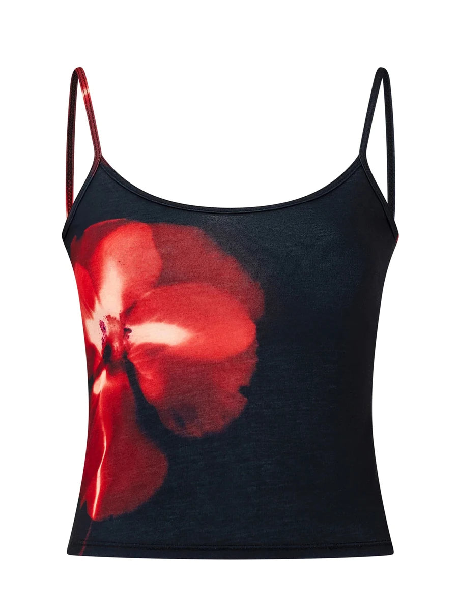 Red Flower Crop Top