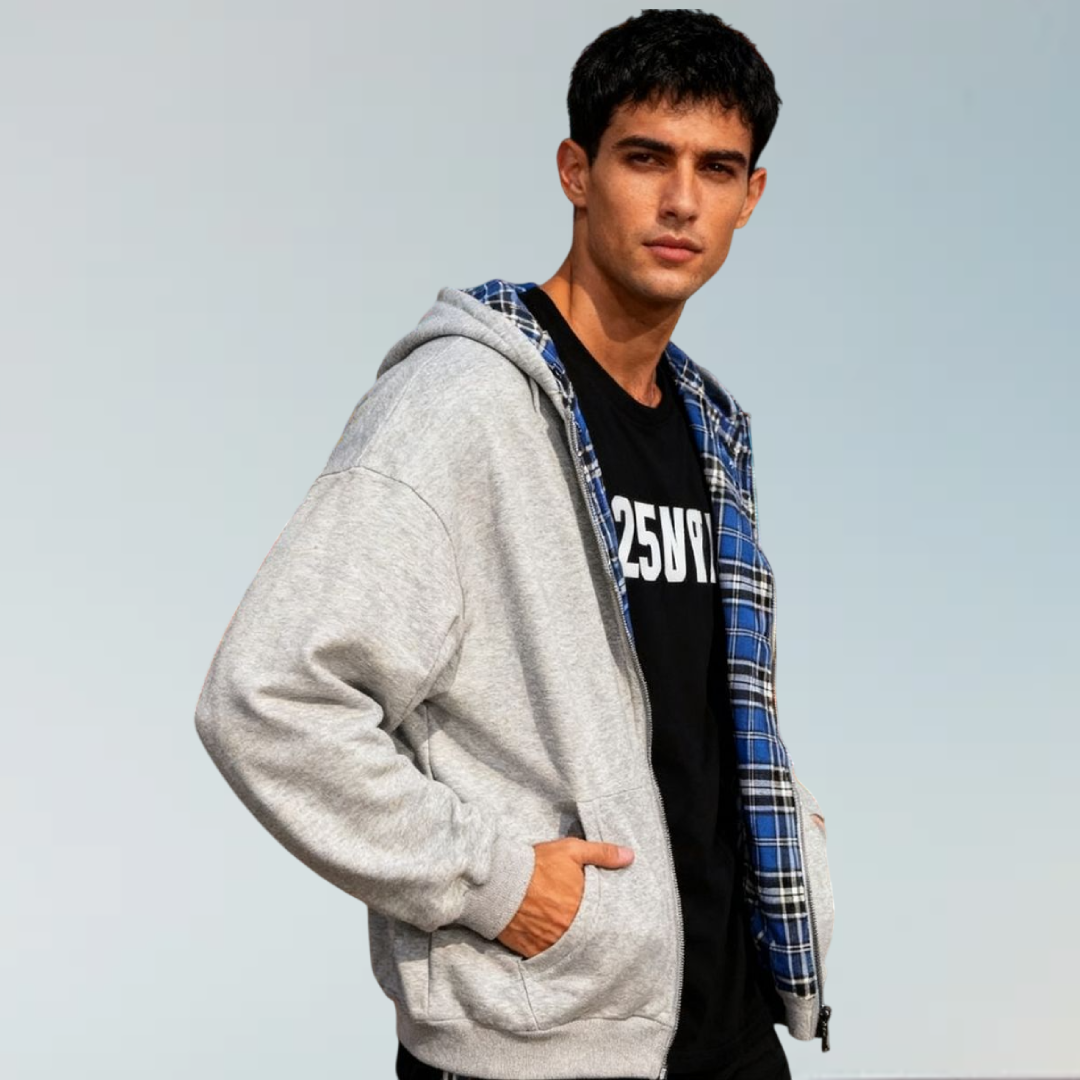 American Double-Sided Zip Up Hoodie